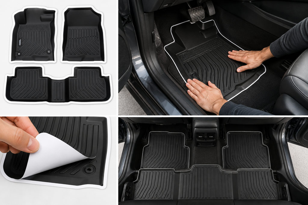 3D Cube Effect Self-Adhesive Car Floor Protective Film Set