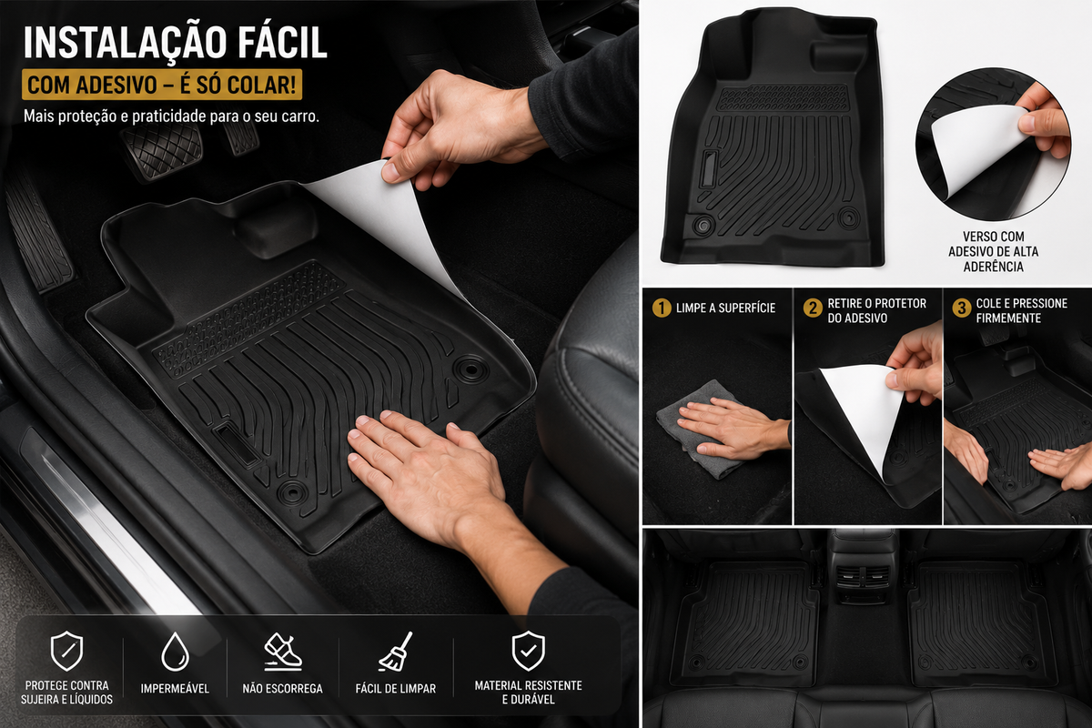 3D Cube Effect Self-Adhesive Car Floor Protective Film Set